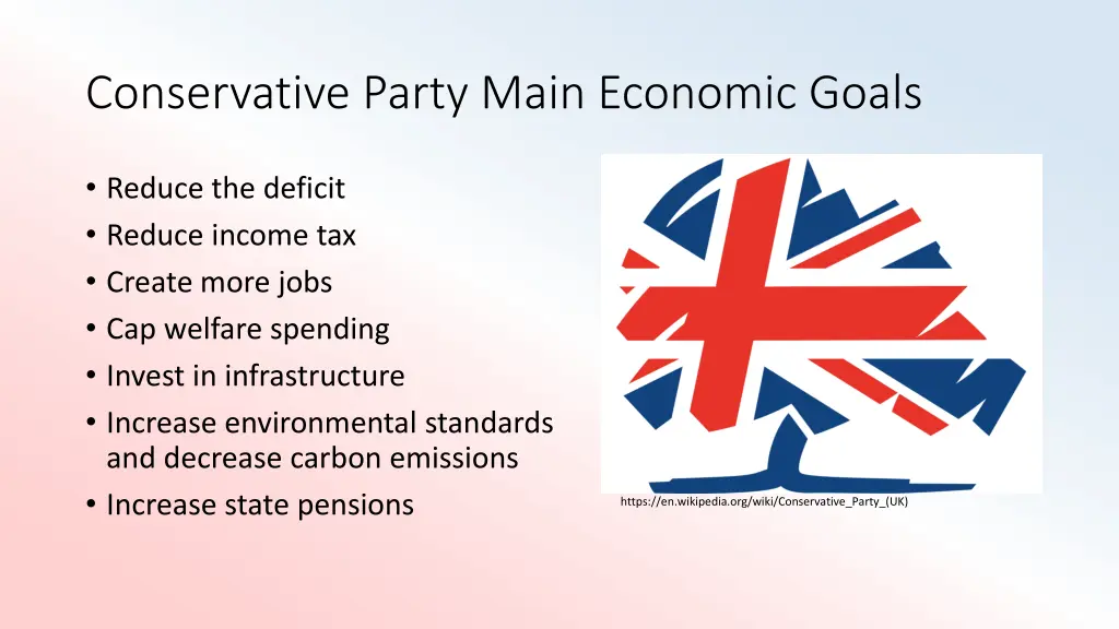conservative party main economic goals
