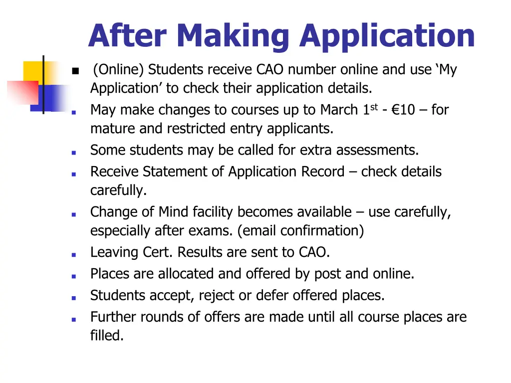 after making application