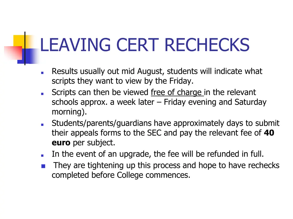 leaving cert rechecks