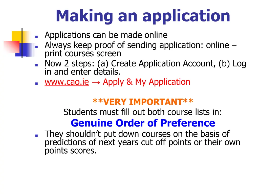 making an application