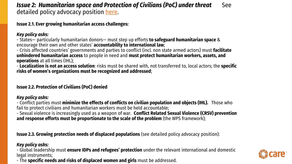 issue 2 humanitarian space and protection