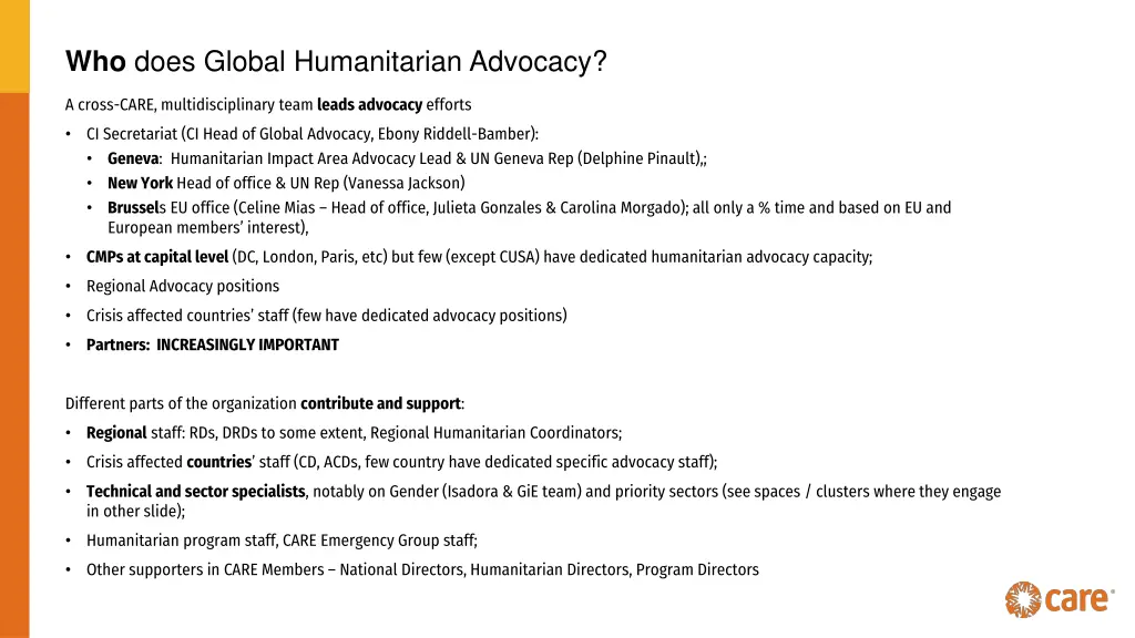 who does global humanitarian advocacy