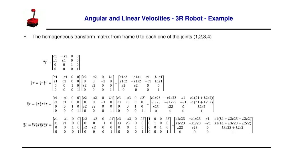 angular and linear velocities 3r robot example 4