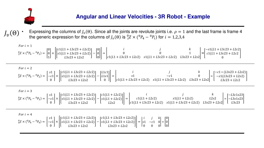 angular and linear velocities 3r robot example 5