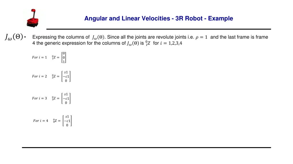 angular and linear velocities 3r robot example 6