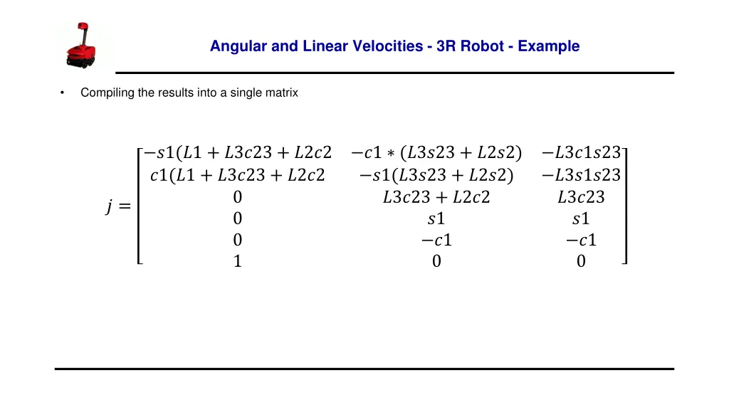 angular and linear velocities 3r robot example 7