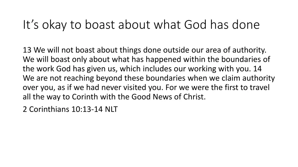 it s okay to boast about what god has done