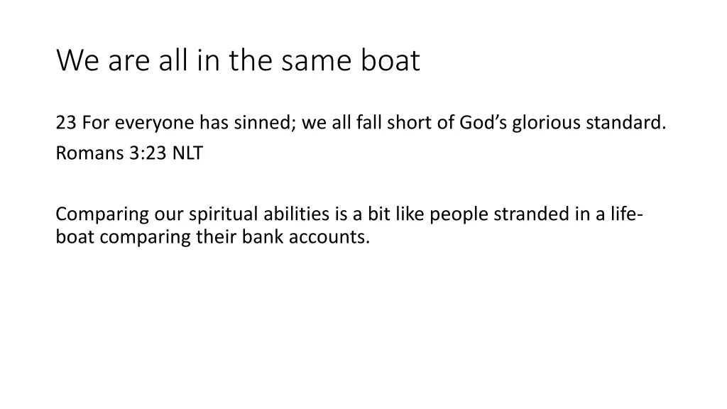 we are all in the same boat