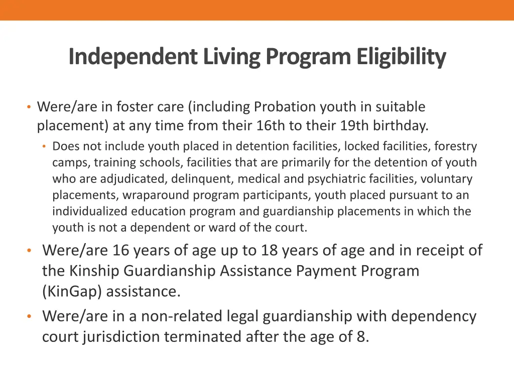 independent living program eligibility
