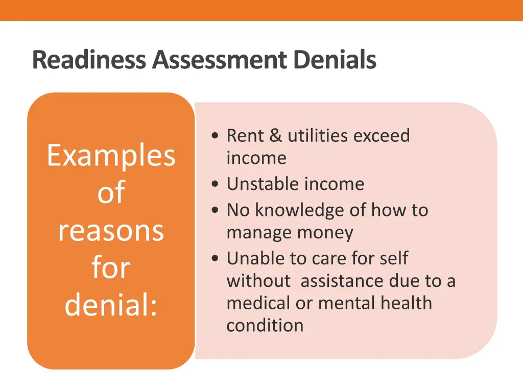 readiness assessment denials