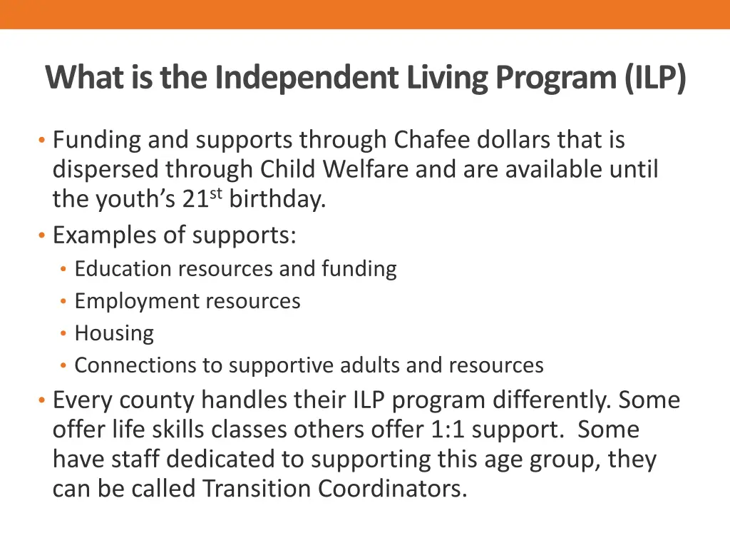 what is the independent living program ilp