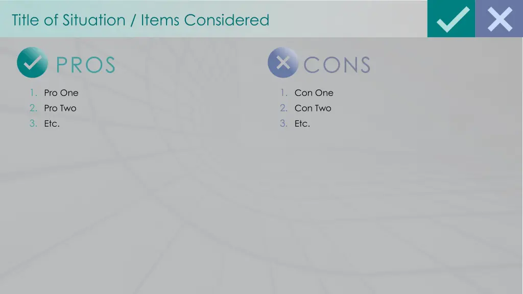 title of situation items considered