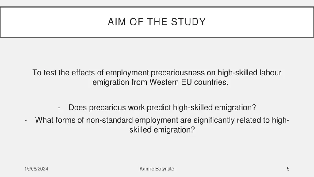 aim of the study