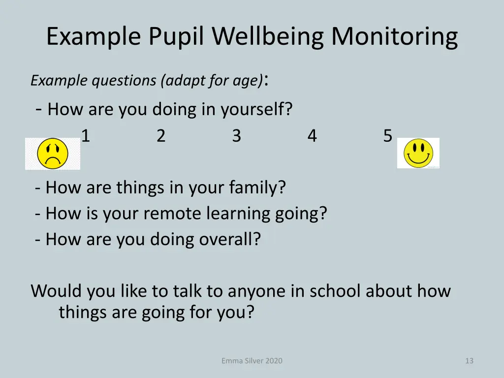 example pupil wellbeing monitoring