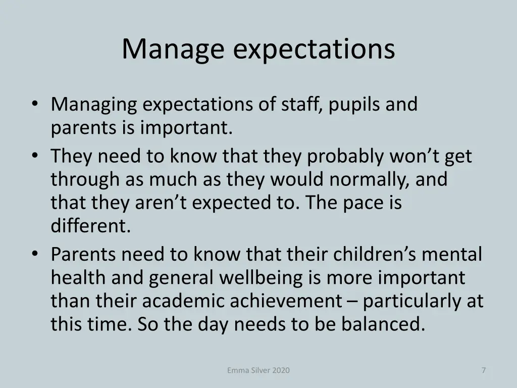 manage expectations