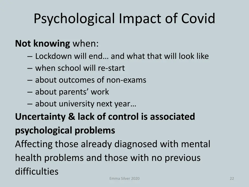 psychological impact of covid