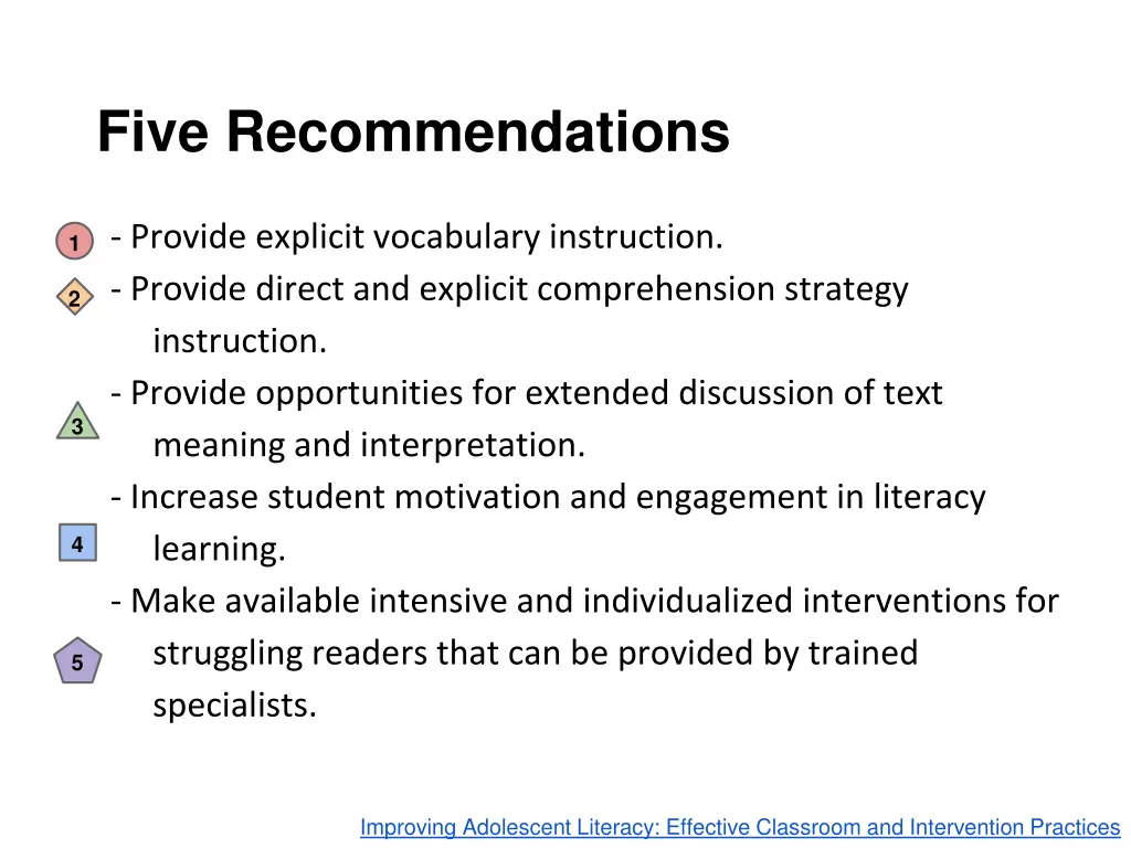 five recommendations