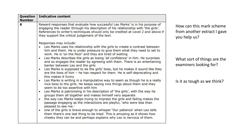 how can this mark scheme from another extract