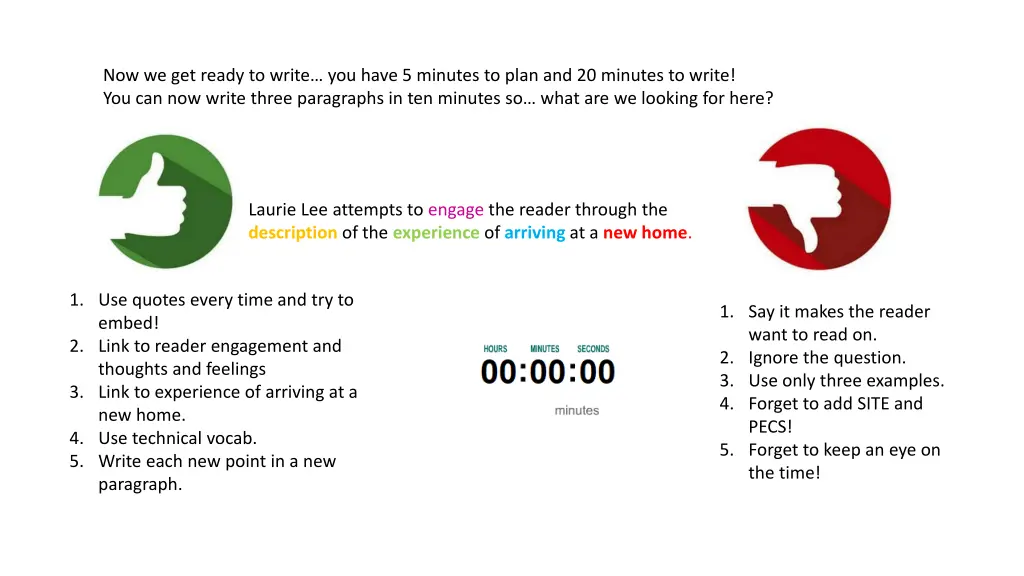 now we get ready to write you have 5 minutes