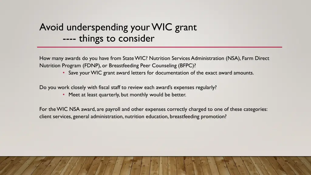 avoid underspending your wic grant things 1