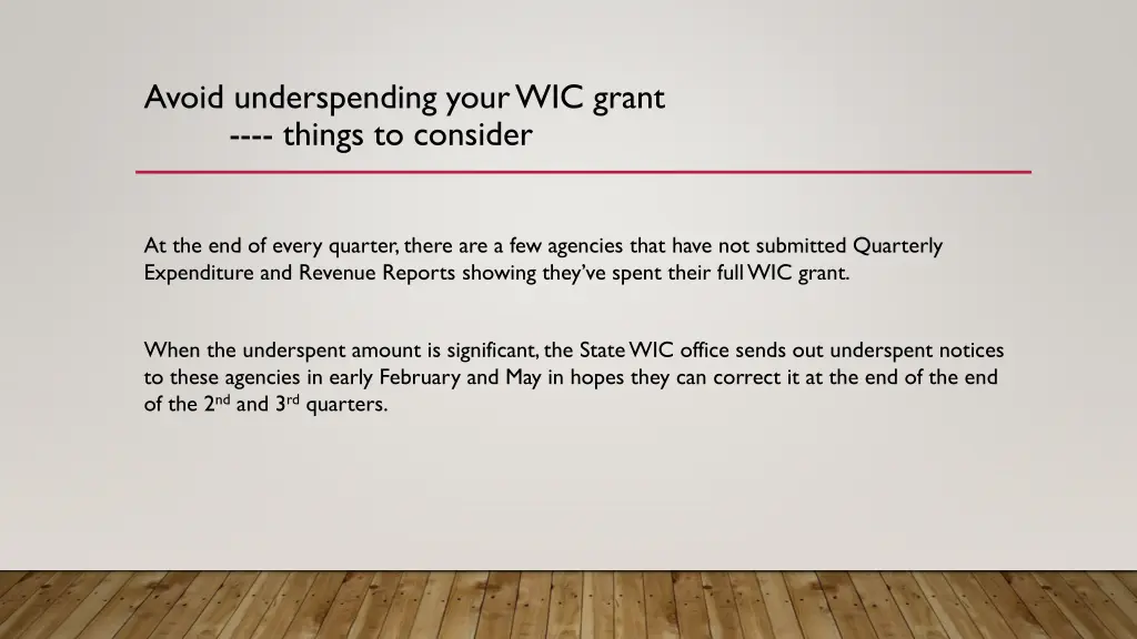 avoid underspending your wic grant things