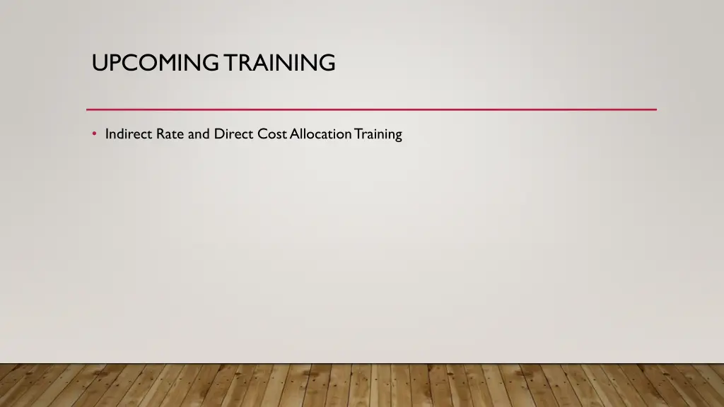 upcoming training