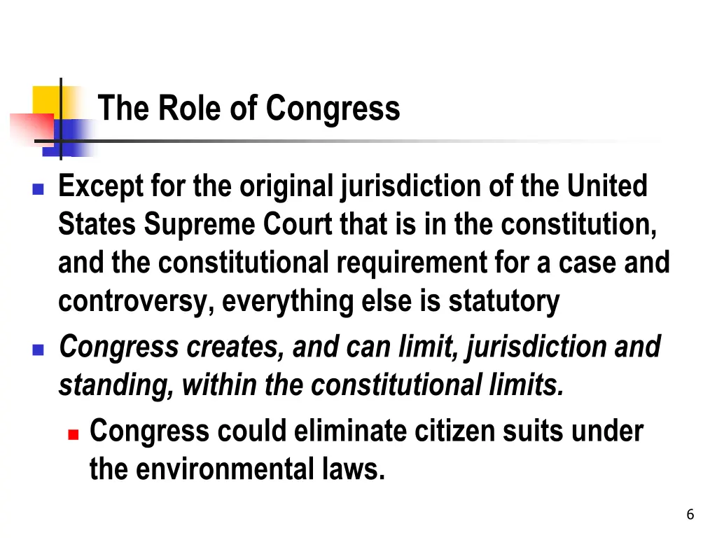 the role of congress