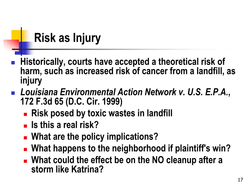 risk as injury