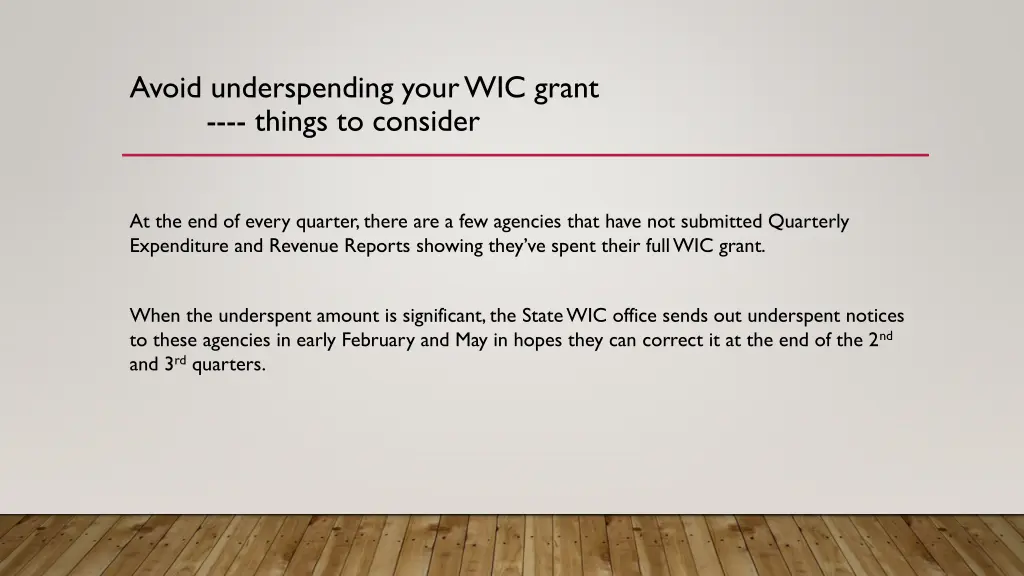 avoid underspending your wic grant things