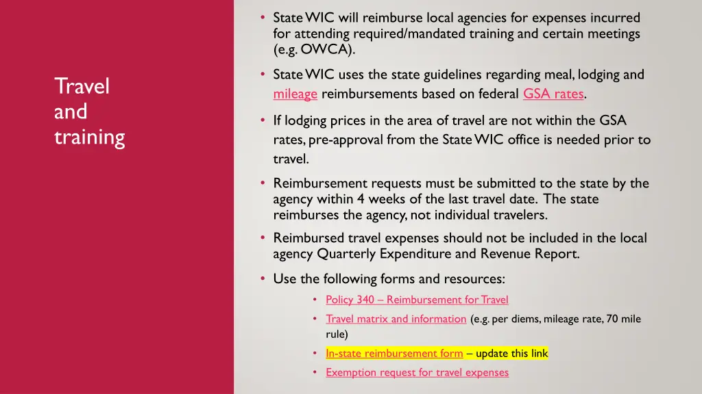 state wic will reimburse local agencies