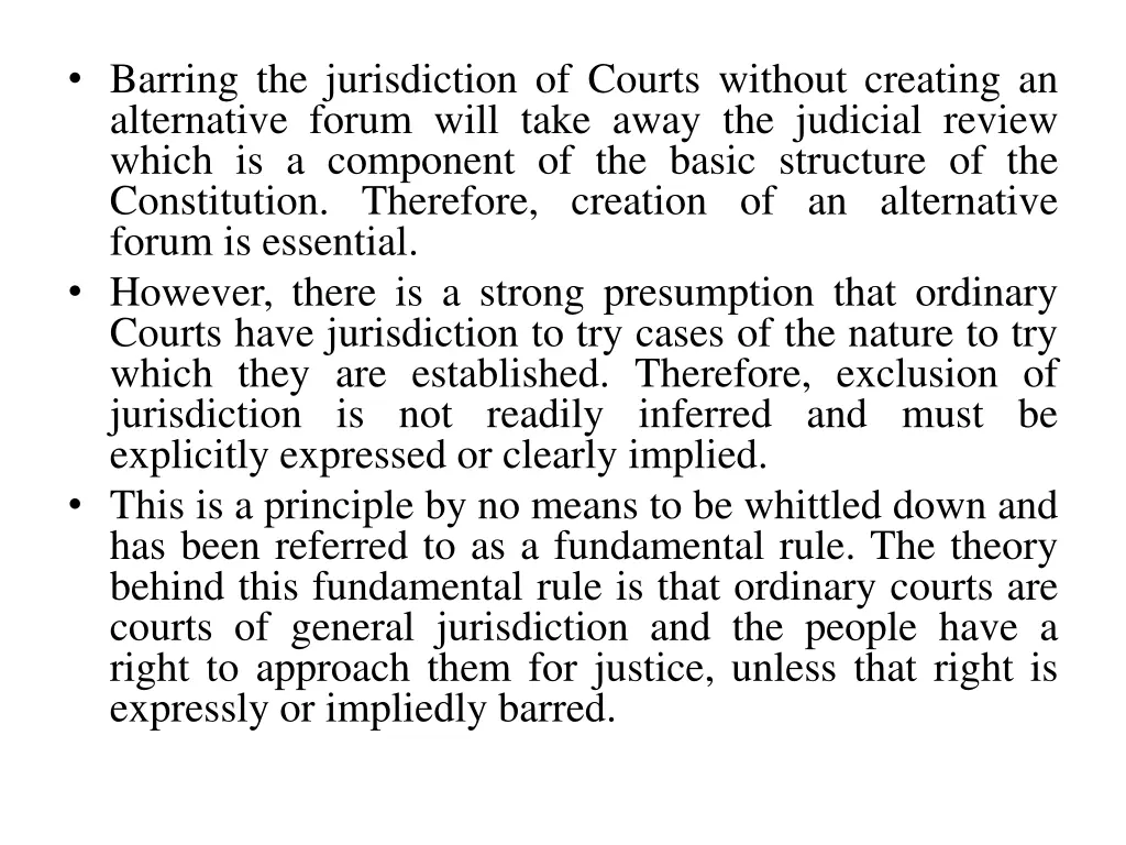barring the jurisdiction of courts without