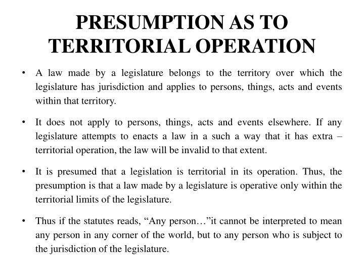 presumption as to territorial operation