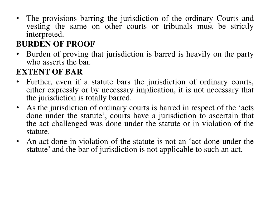 the provisions barring the jurisdiction