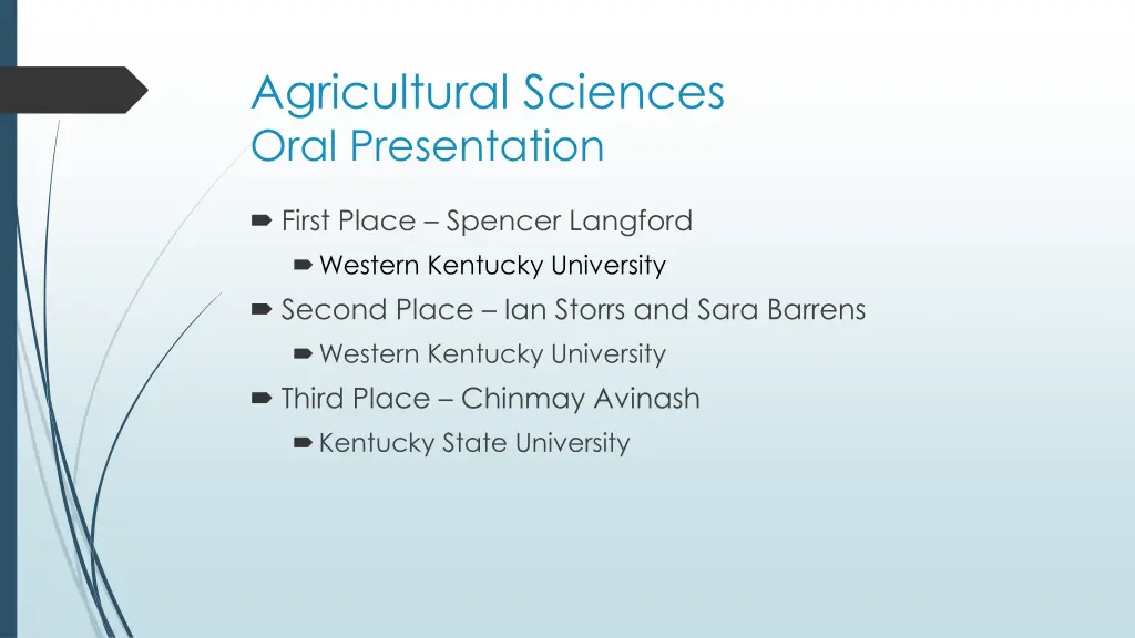 agricultural sciences oral presentation