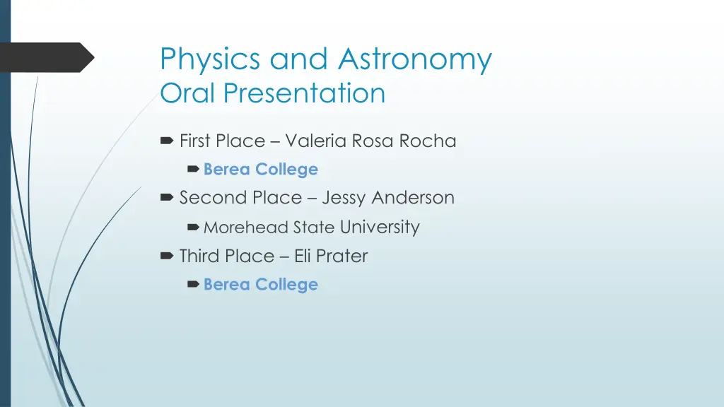 physics and astronomy oral presentation