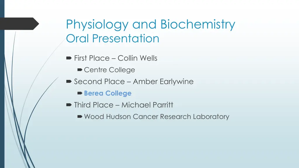 physiology and biochemistry oral presentation