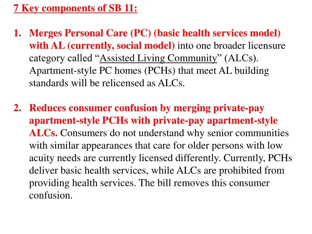 7 key components of sb 11