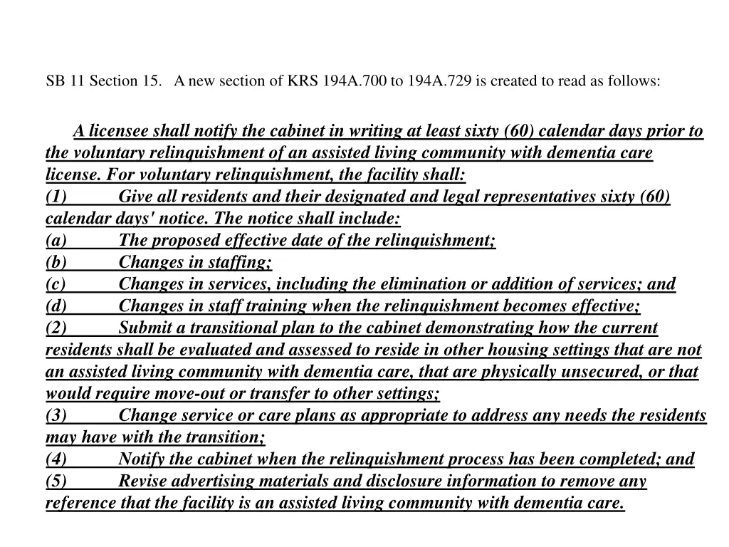 sb 11 section 15 a new section of krs 194a