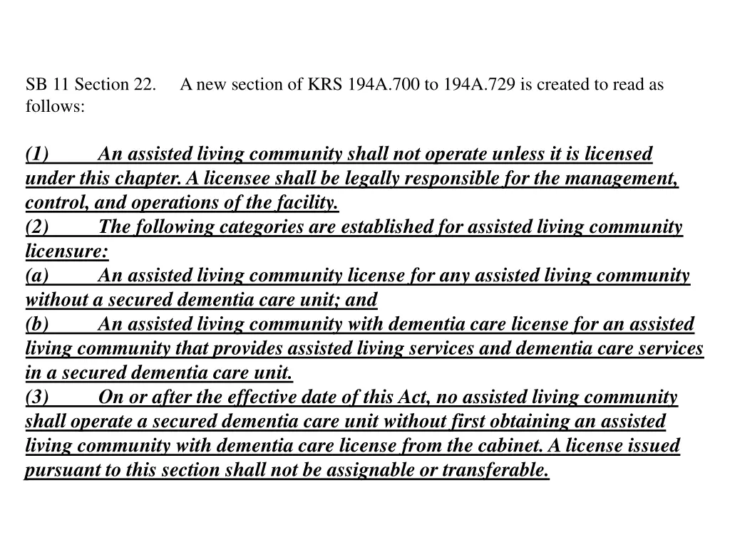 sb 11 section 22 a new section of krs 194a