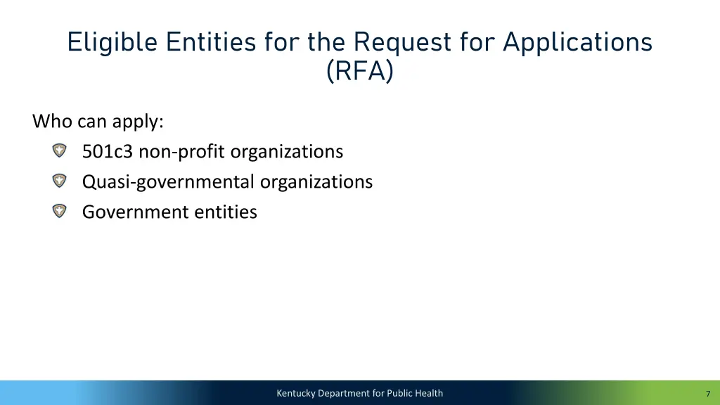 eligible entities for the request