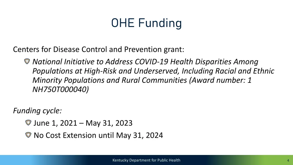 ohe funding