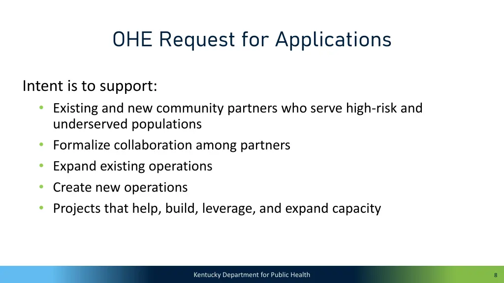 ohe request for applications