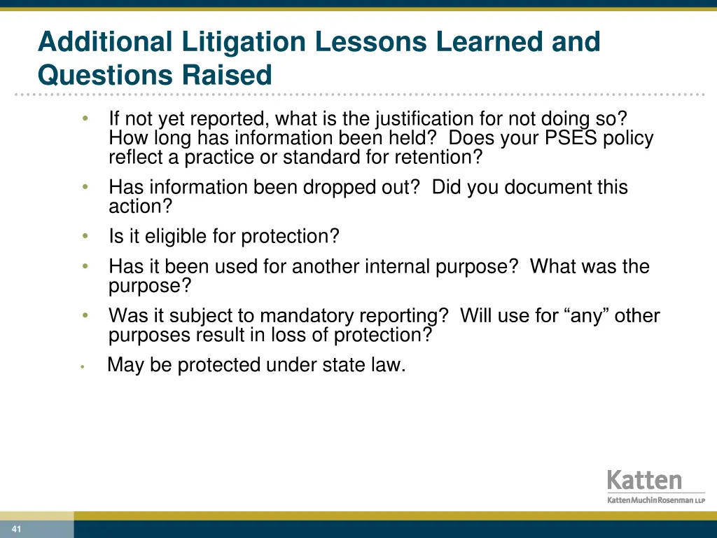 additional litigation lessons learned 1