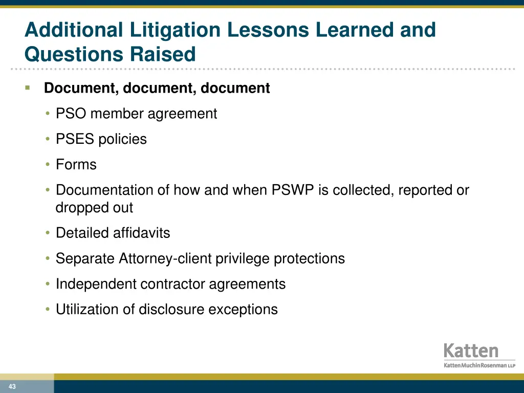 additional litigation lessons learned 3