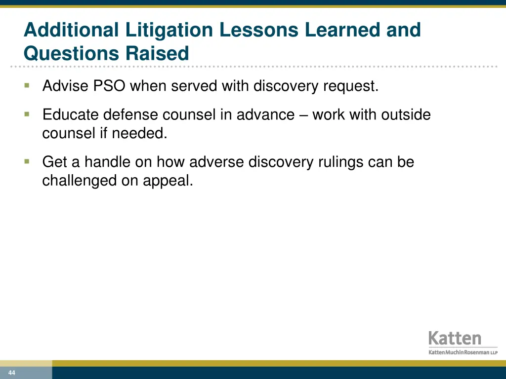 additional litigation lessons learned 4