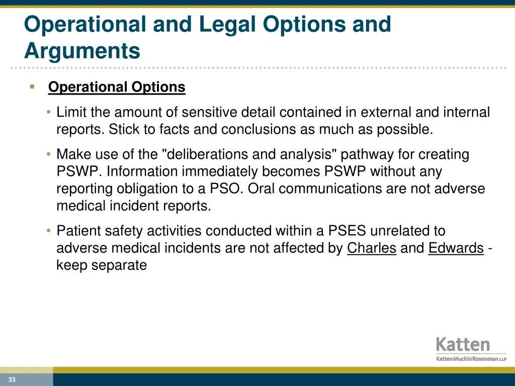 operational and legal options and arguments