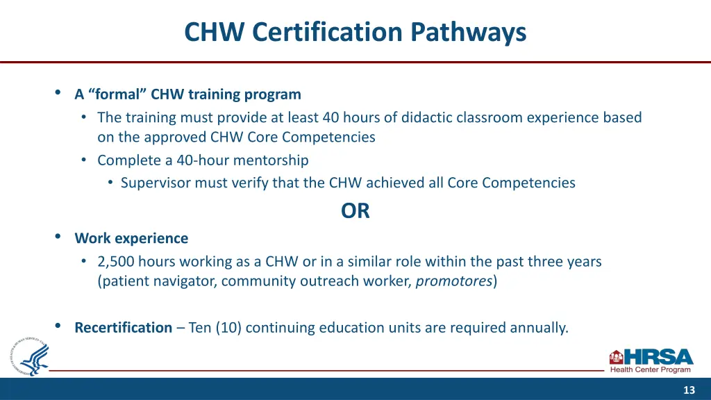 chw certification pathways