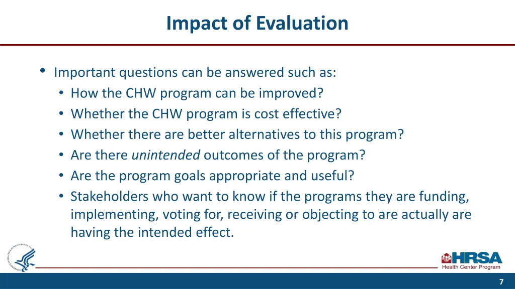 impact of evaluation