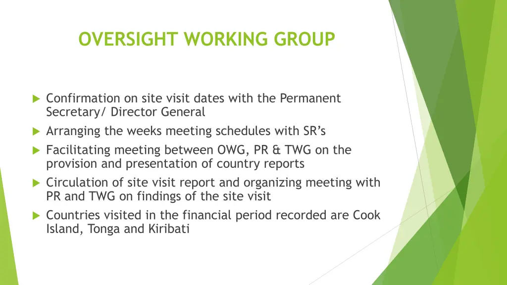 oversight working group