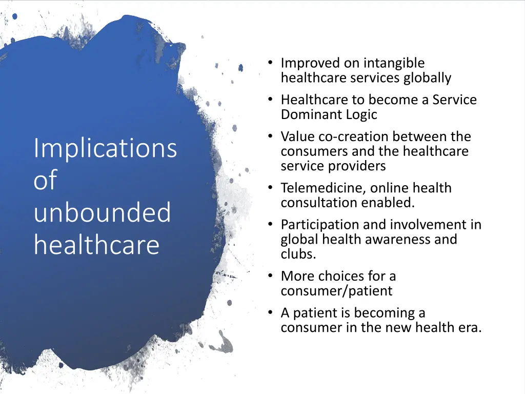 improved on intangible healthcare services